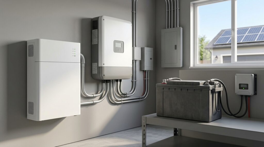 Lithium and lead-acid batteries compared for residential solar energy storage.